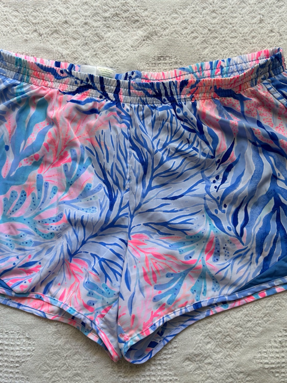 Colorful Coral Print ocean trail Shorts - Blue & Pink
